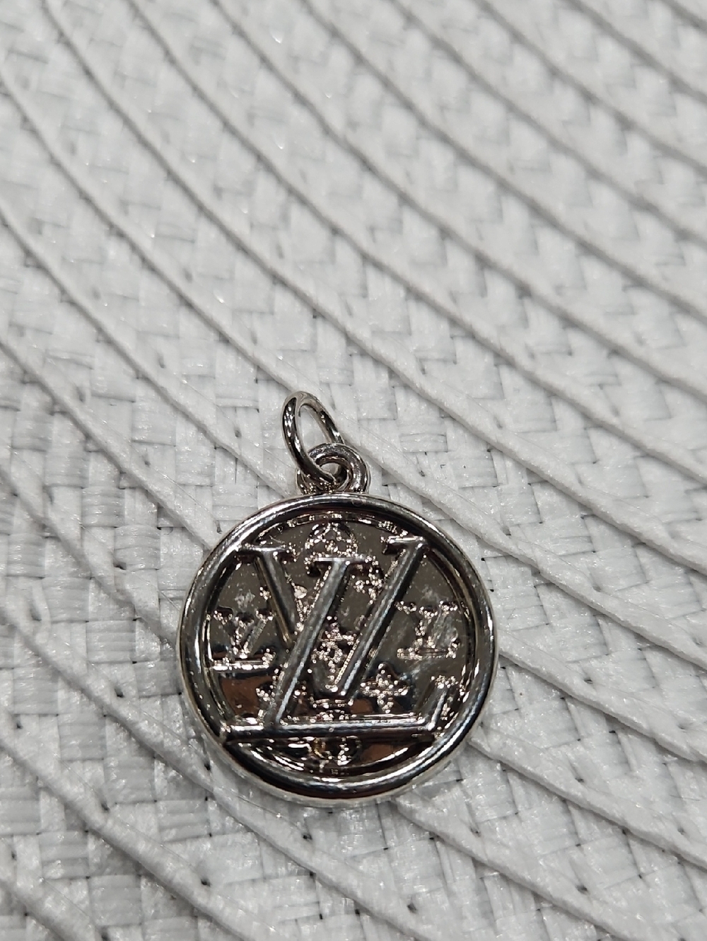 Silver Round Designer-Inspired Monogram Pendant Necklace Charm